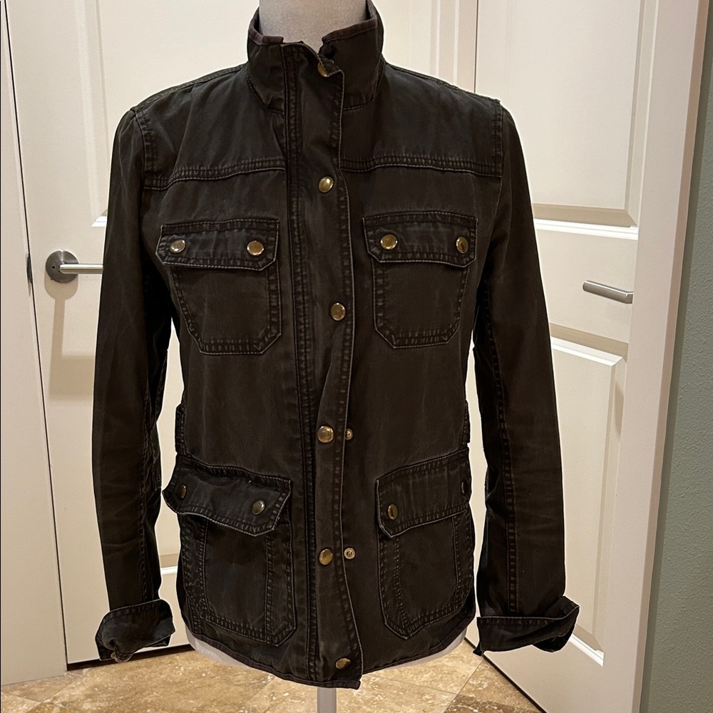 Women’s Fatigue Military-Inspired Jacket with Brass Buttons